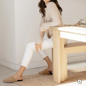 JENNI KAYNE NUDE SHEARLING SLIP ON MULES FLATS FUR